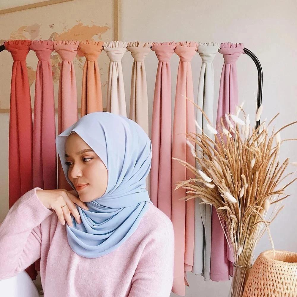 Foulard Hijab en mousseline de soie pour Femme, voile musulman ramadan ,hijab femme musulman,foulard
