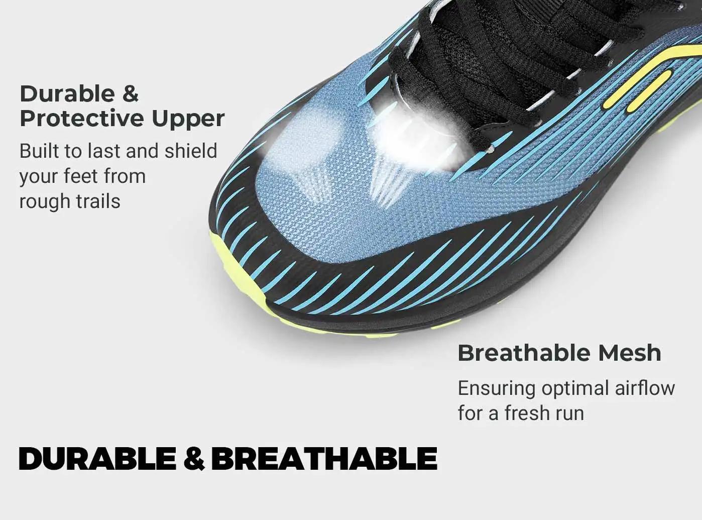 FitVille chaussures de course sur sentier pour hommes baskets d'extérieur large amorti antidérapant 