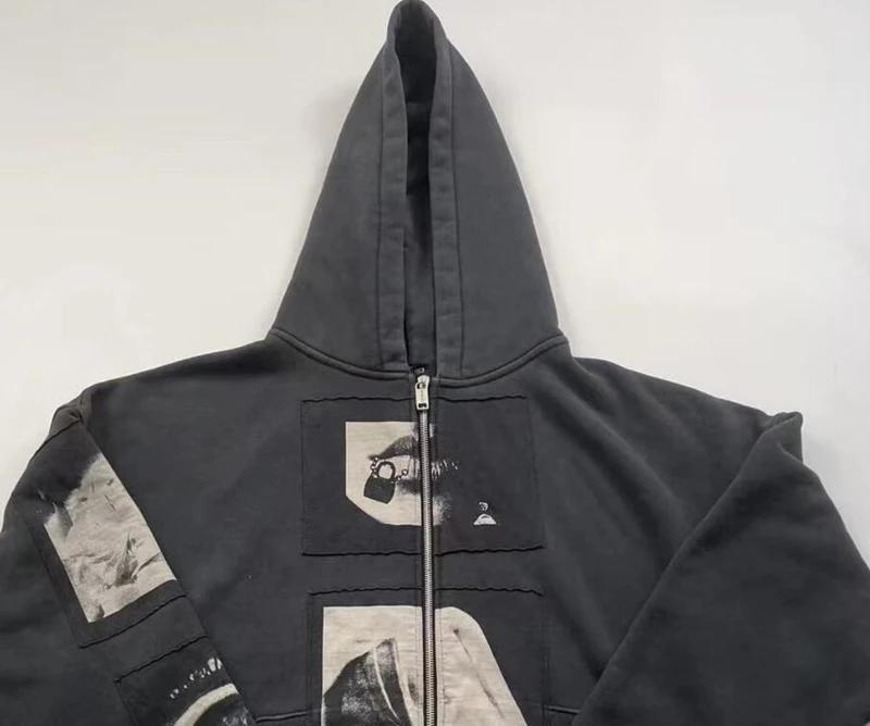 2025ss erd sweat à capuche High Street poche kangourou fermeture éclair manches longues à capuche po
