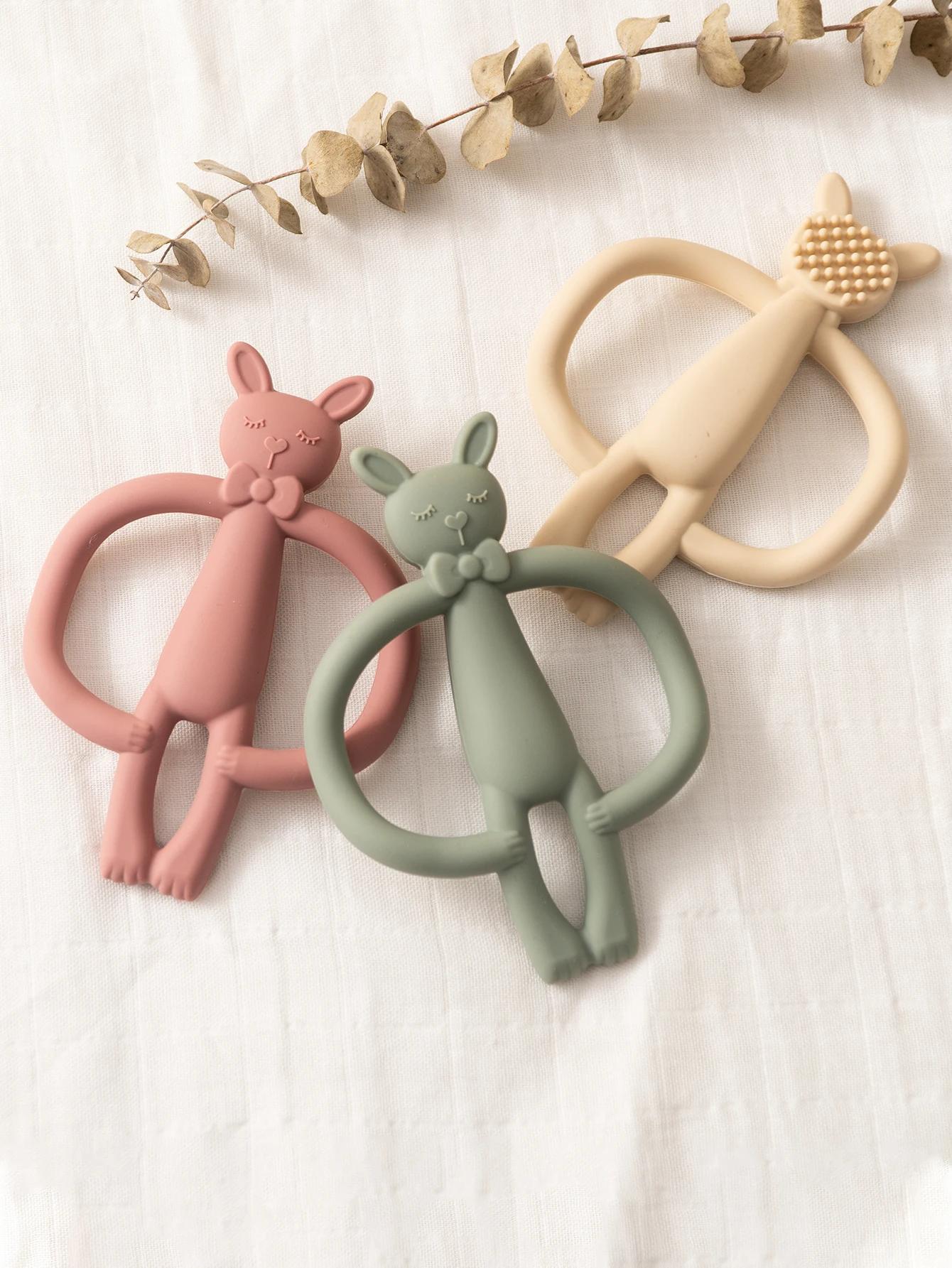 TeWindsor-Jouet de Dentition en Silicone pour Bébé, Lapin de Dessin Animé, Cadeaux pour Nouveau-Né, 