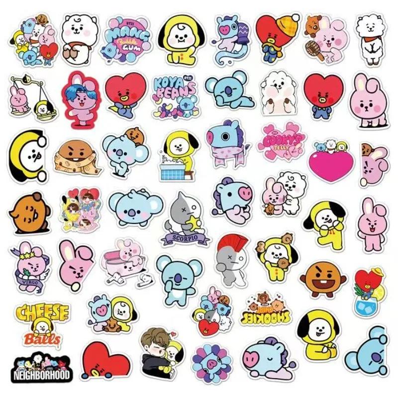 Autocollant de dessin animé BT21 koya RJ Shooky Man Chimmy Tata Cooky, accessoire d'animation second