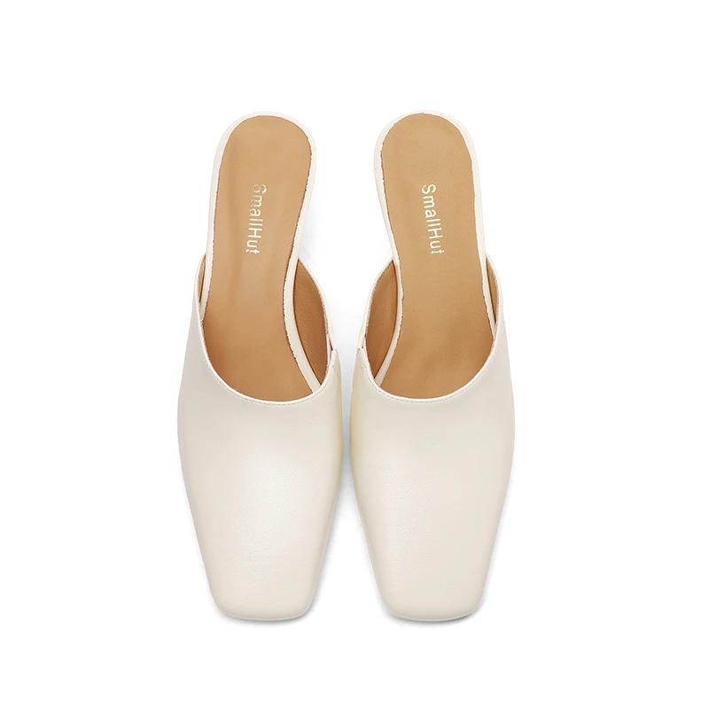 SmallHut Nouvelle Tendance 2026 Mules d'été pour femmes en cuir croûte jaune, bleu, beige, à talon s