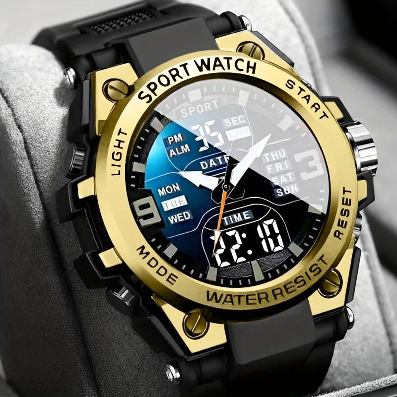 Montre à LED lumineuse à grand cadran, au design élégant, pour hommes, femmes et adolescents, avec d