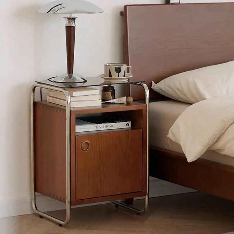 Table de chevet rétro en bois massif, casier moderne Simple pour chambre à coucher, petit appartemen