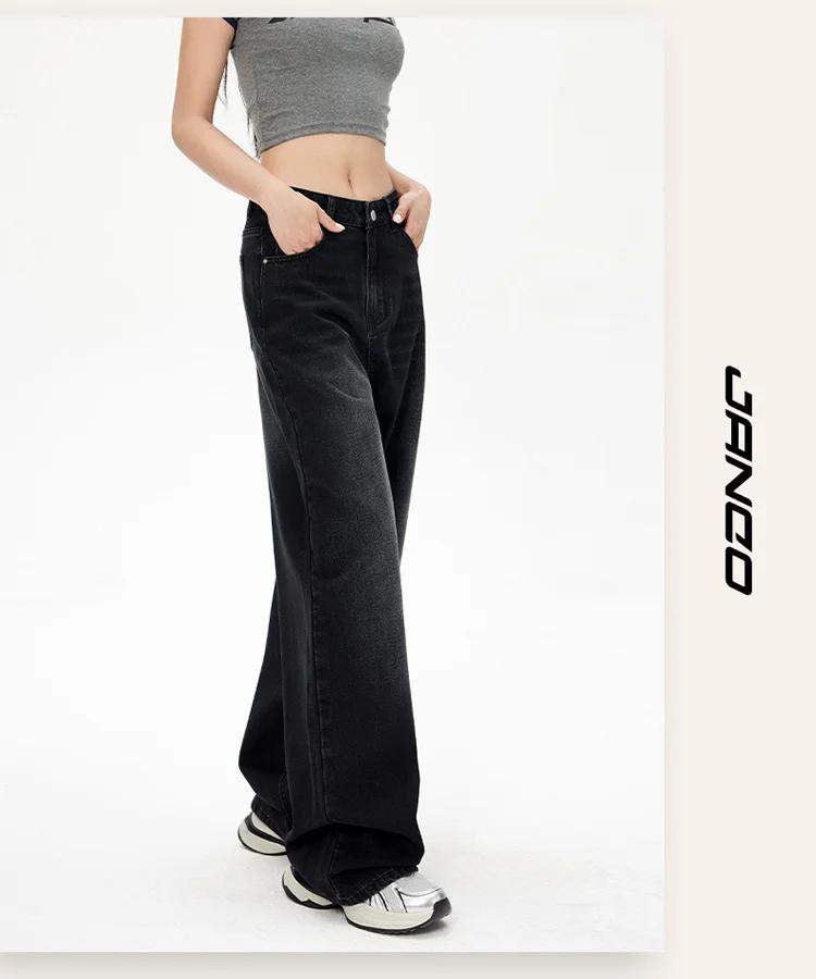 Lady RetroY2K Style taille haute jean pantalon femmes mode jambe droite Denim pantalon filles chaude