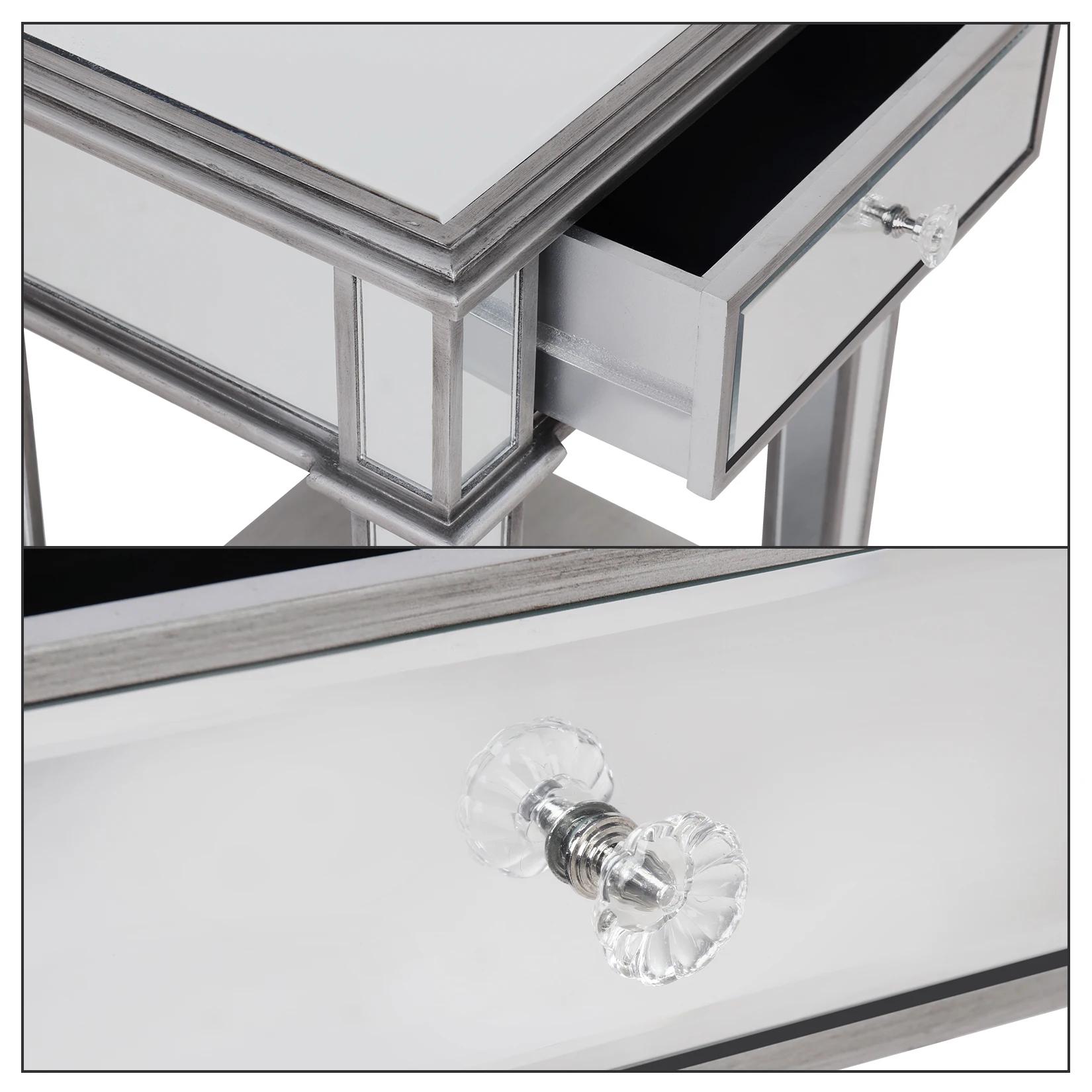 Table d'appoint miroir argentée pour salon chambre, 2 niveaux, côté canapé, armoire de chevet, table