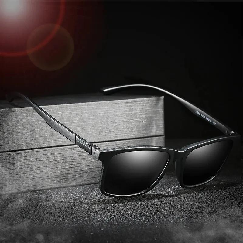 Hommes de luxe lunettes de soleil polarisées mode Vintage carré Ultra léger TR90 cadre conduite pêch