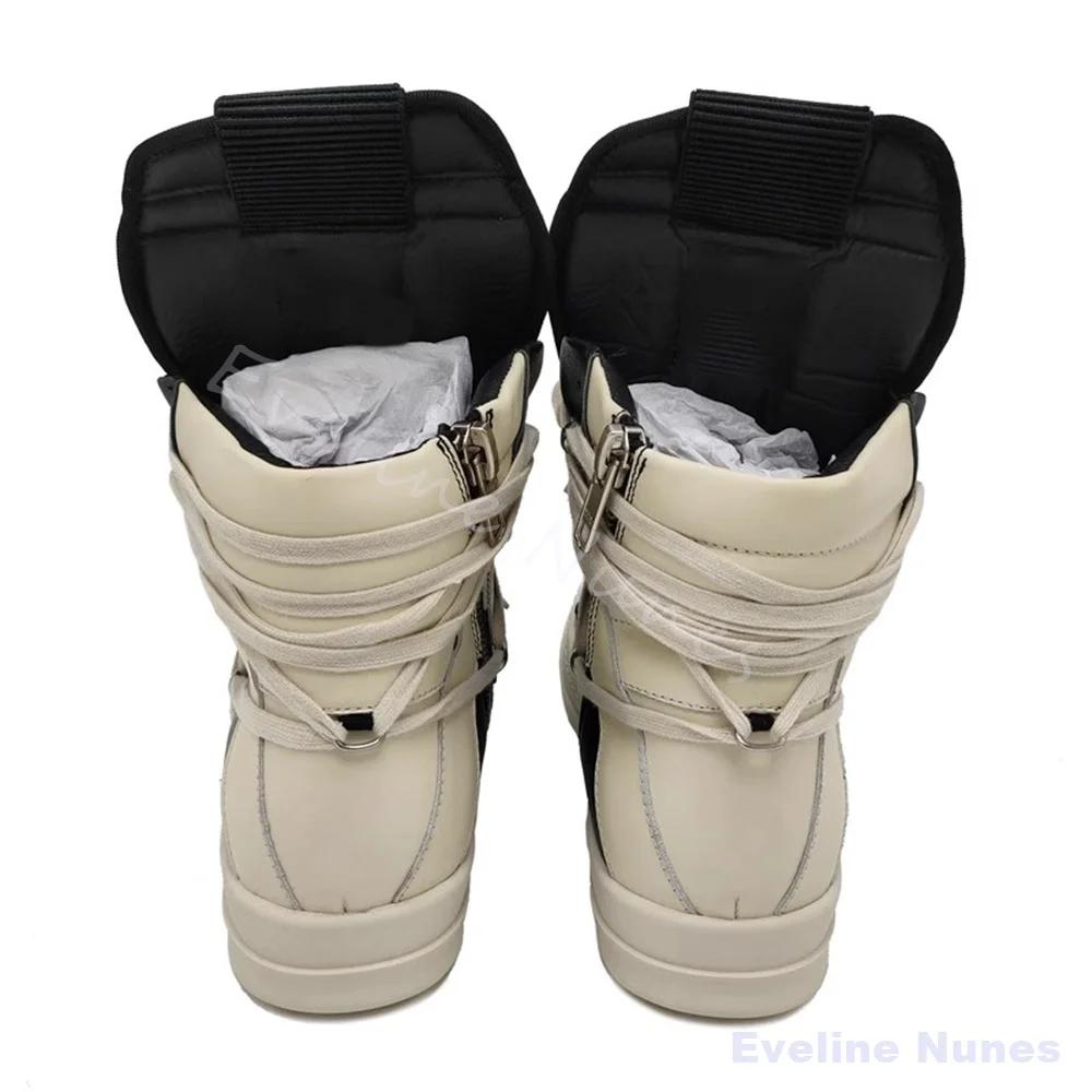 Chaussures montantes à plateforme rehaussantes pour hommes, à lacets croisés, décontractées, antidér