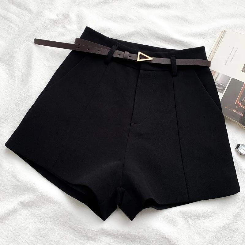ITOOLIN décontracté femmes Shorts a-ligne taille haute court Chic bureau dame Shorts avec ceinture V