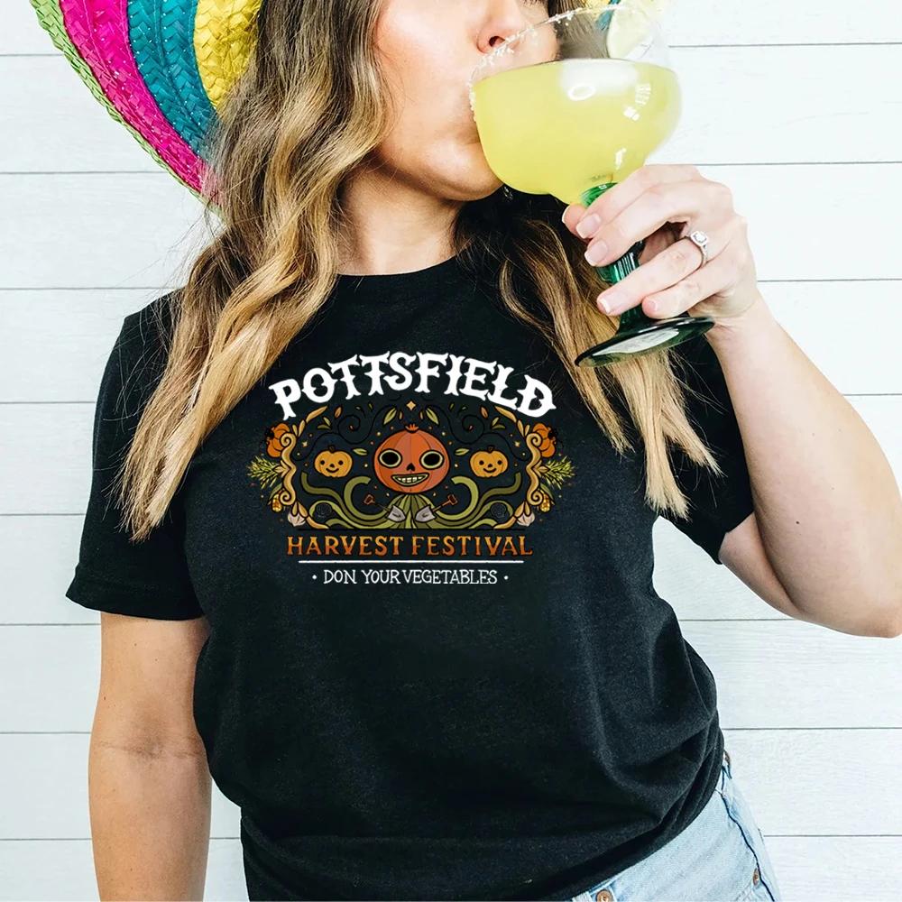 Pottsfield – T-shirt d'halloween au mur de jardin, image Vintage de Festival de récolte, citrouille