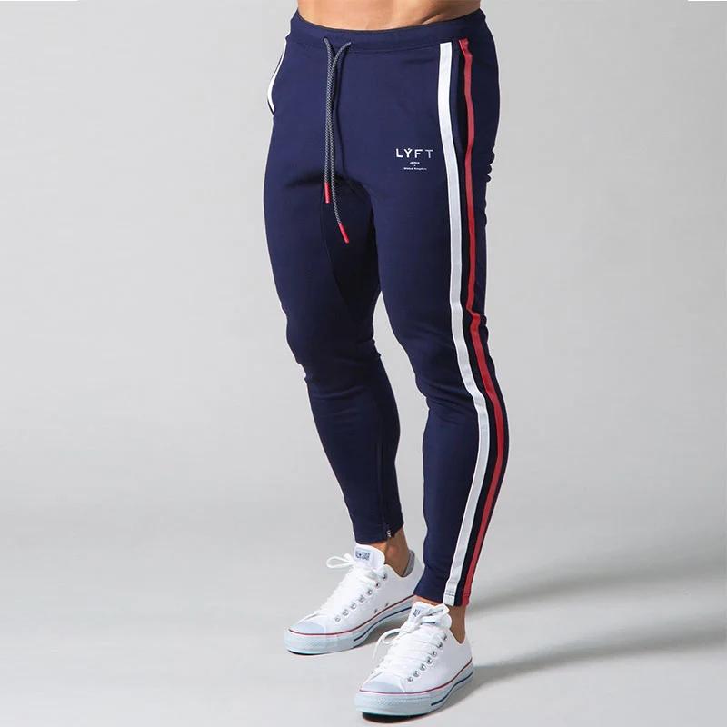 Nouveau Patchwork rayures pantalons hommes vêtements de sport droits couleur unie pantalons de survê