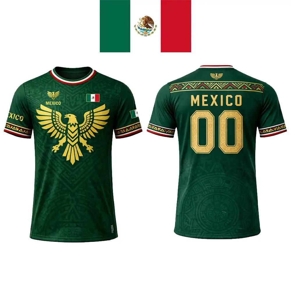 T-shirt imprimé drapeau du Mexique, maillot de football respirant et à séchage rapide pour l'été, ma