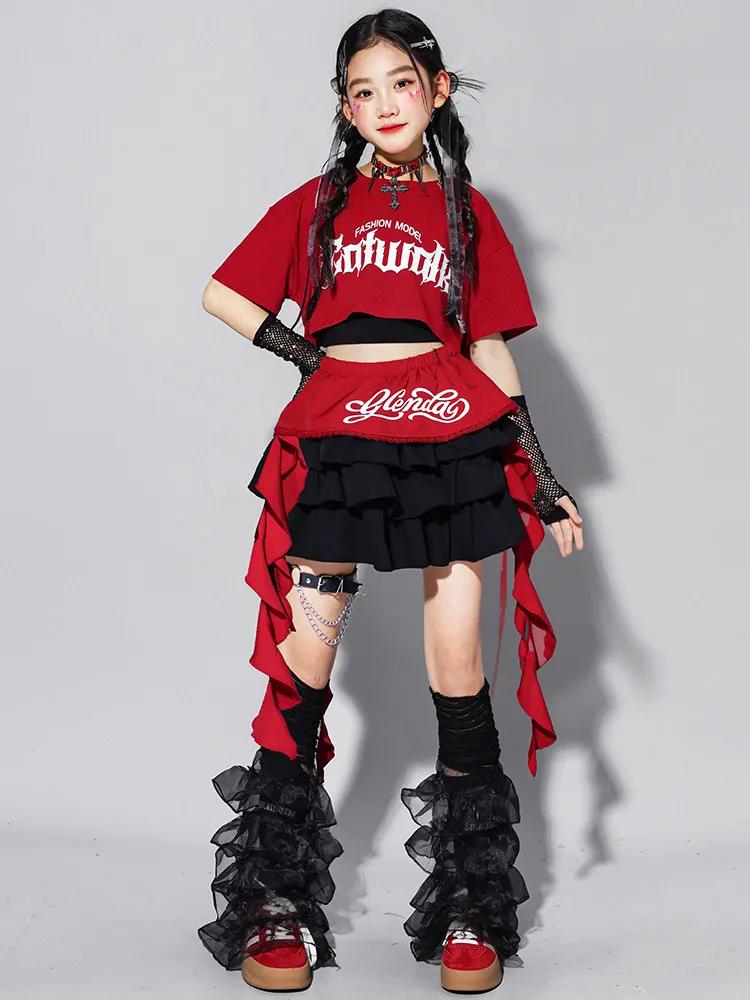 Ensemble de vêtements d'été pour filles, style K-pop, crop top, jupes à volants, costume de danse de