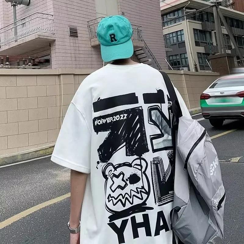 M-8xL printemps hommes T-shirt manches courtes dessin animé Graffiti imprimé mâle femelle Alphabet