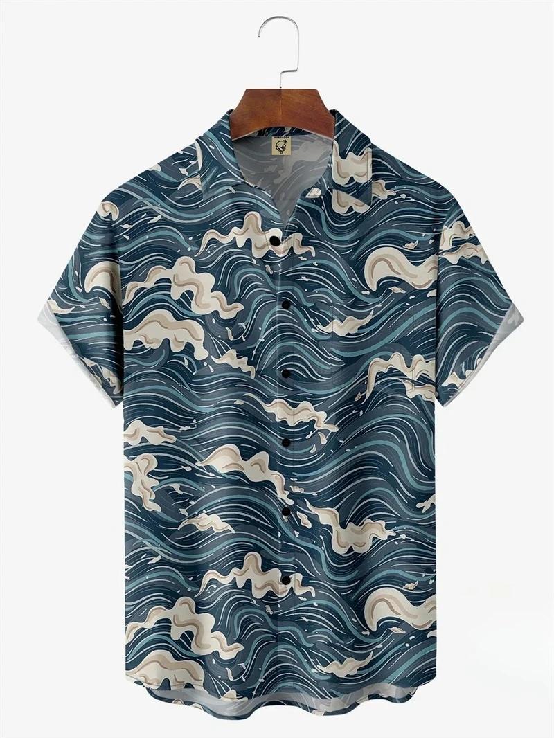 Chemises hawaïennes pour hommes, hauts à manches courtes, Style japonais, impression 3D, vêtements g