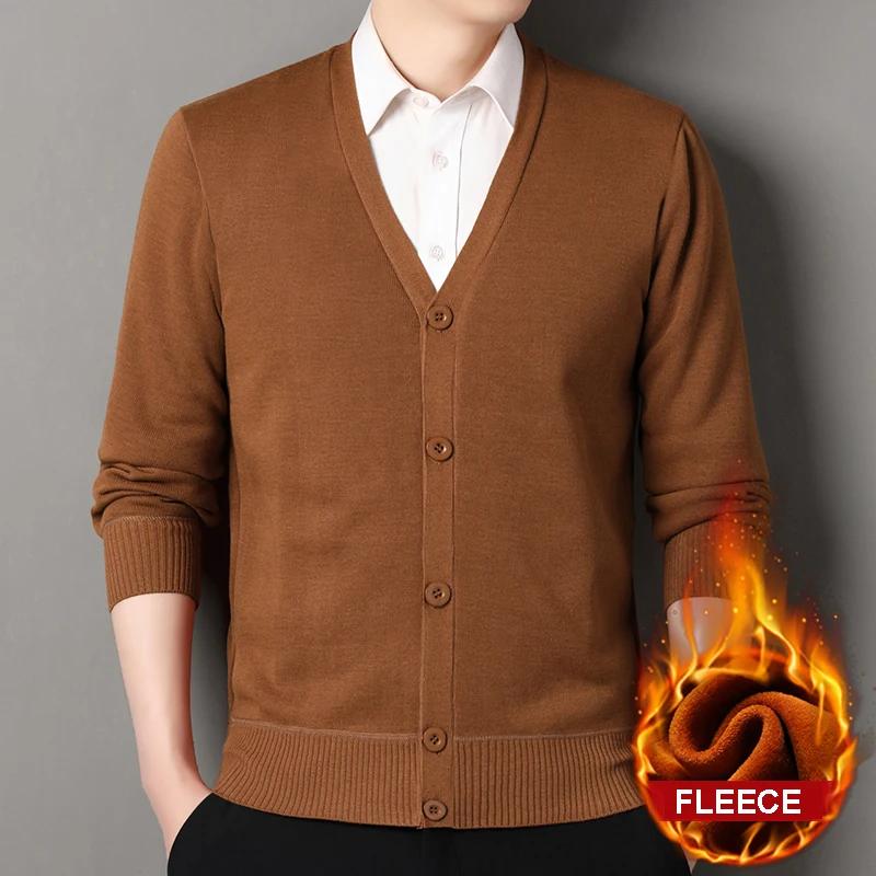 Hommes automne vêtements polaire Cardigan veste tricoté pull vêtements d'extérieur col en v mode Car
