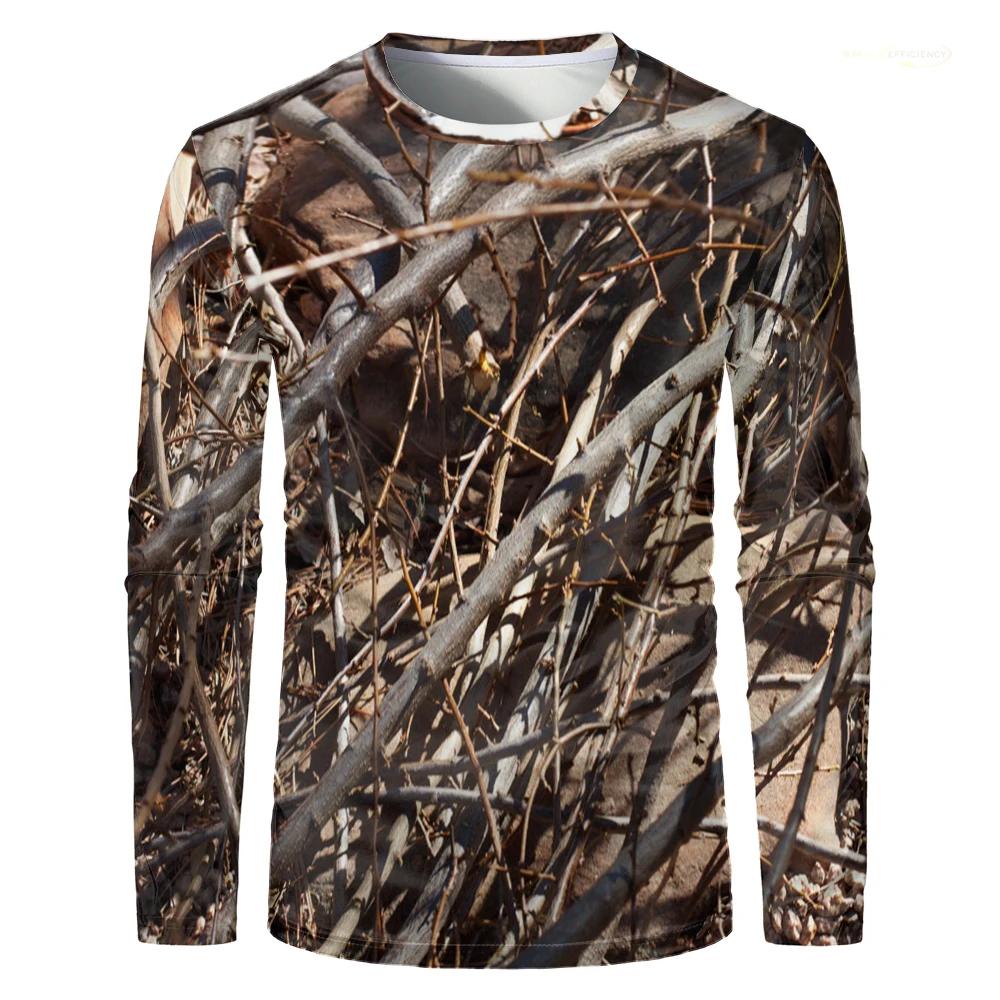 Hommes Camouflage forêt chasse T-shirt Utdoor séchage rapide respirant randonnée à manches longues T