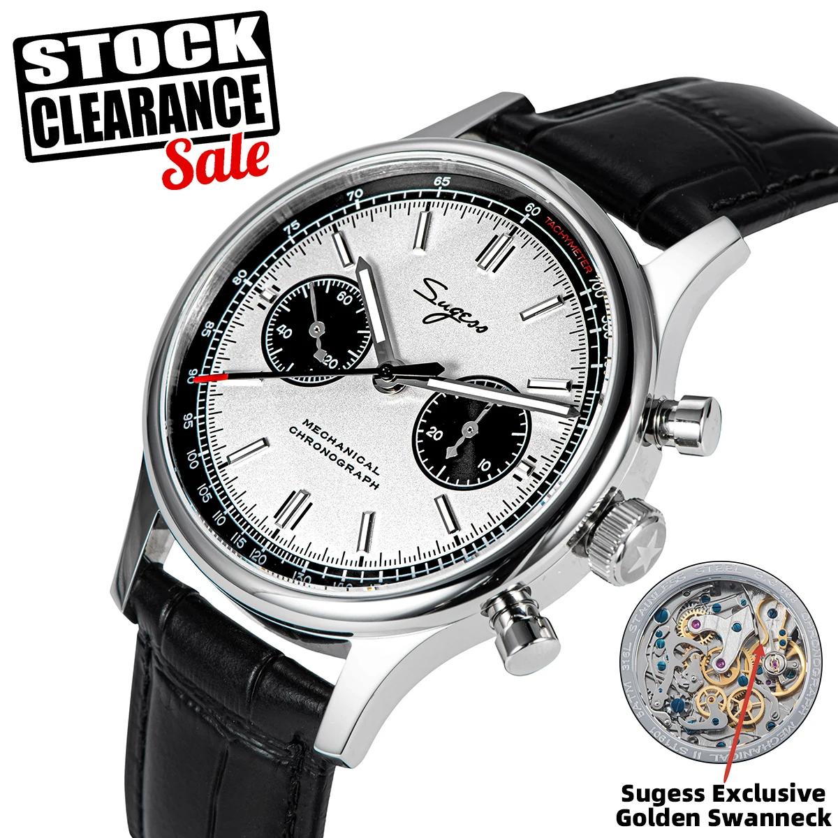 Sugess-Montre Pilote pour Homme, Chronographe Mécanique, Montre-Bracelet, Air Force, Saphir, Étanche