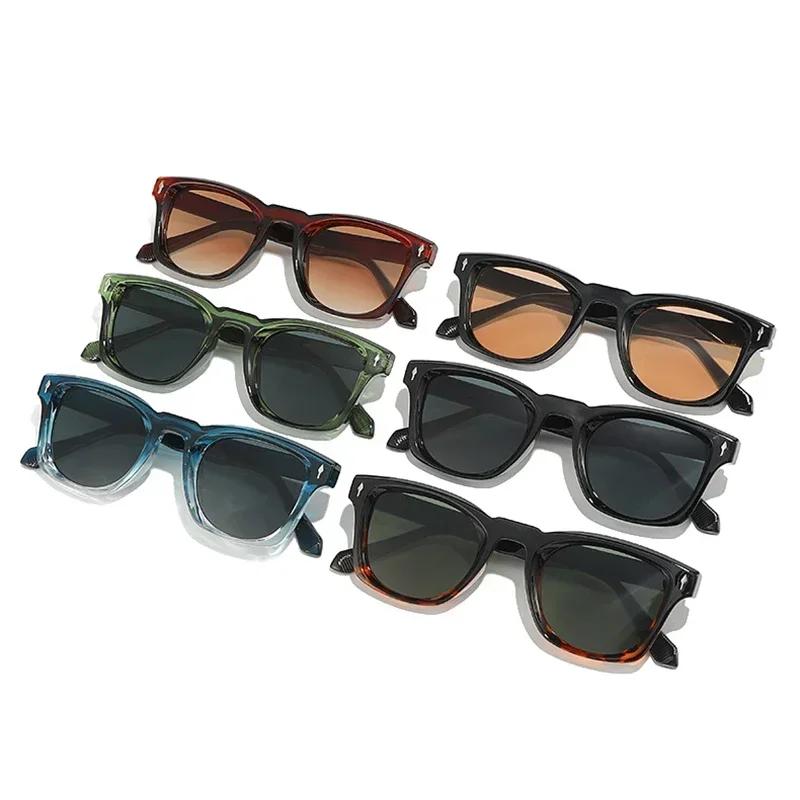 JNPCXI rétro Rivets carré lunettes de soleil femmes mode dégradé nuances UV400 hommes vert noir lune