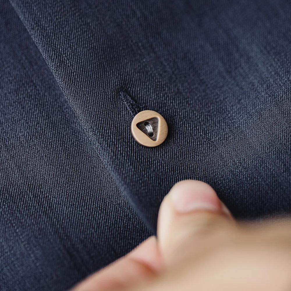 Maden Vintage col cubain chemise à manches courtes hommes été ample simple boutonnage couleur unie B