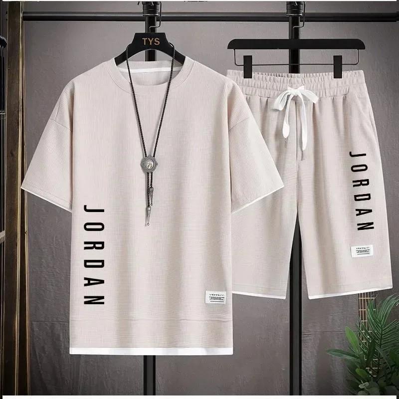 Ensemble de sport pour hommes, t-shirt décontracté imprimé JORDAN + short, ensemble de course à pied