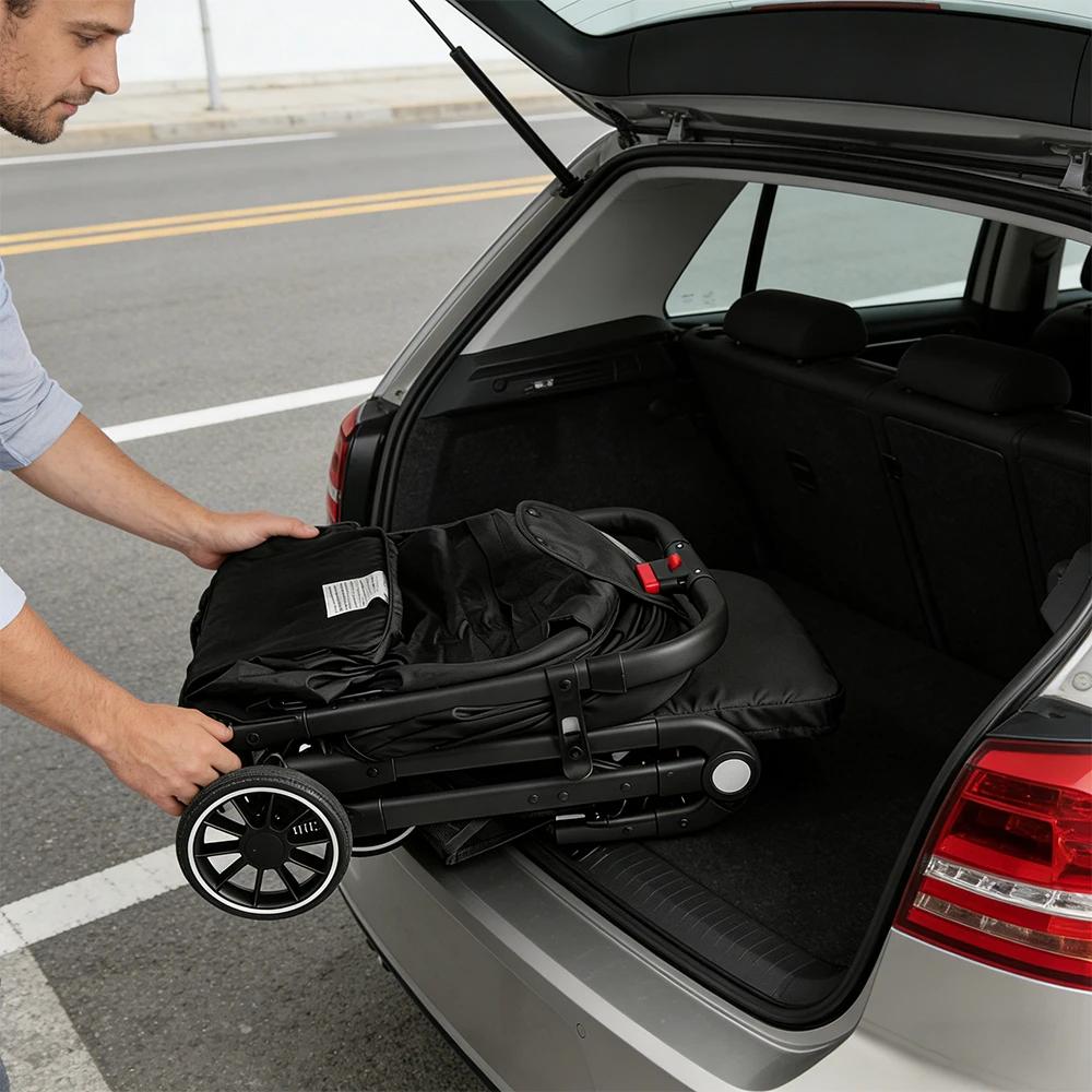Poussette pliable légère - 6 mois à 4 ans - 360 °   Roues pivotantes - Ultralégères - Dossier réglab