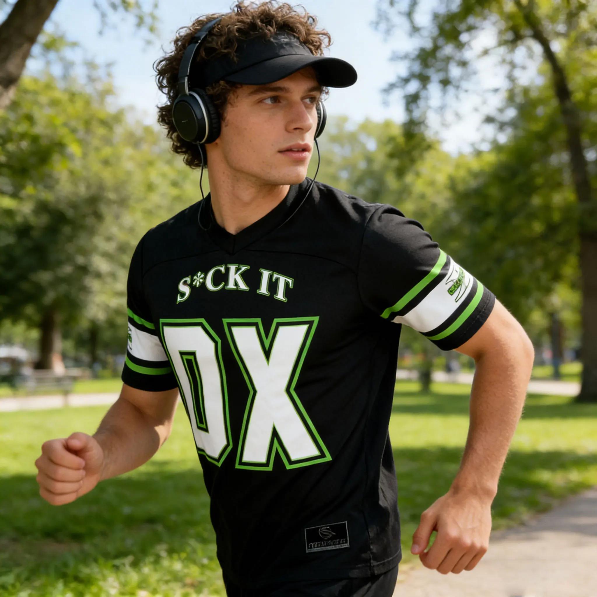 T-shirt de football noir pour hommes D-Generation X, mode classique, technologie sportive, adapté au