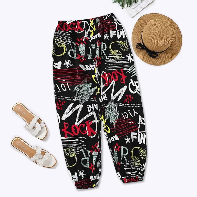 Femmes décontracté ample confortable pantalon élastique pantalon pieds sarouel pantalons de survêtem