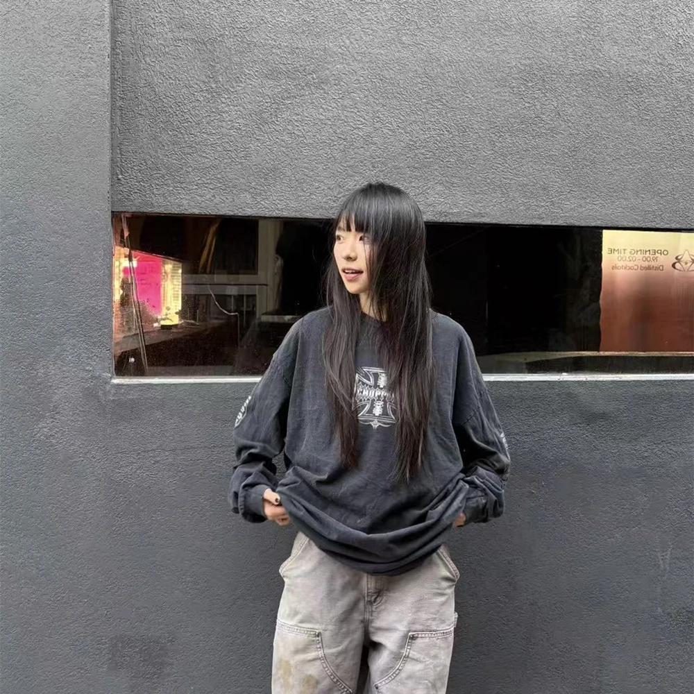 Yao mode Streetwear luxe Vintage ample Baggy haute rue Sport automne haute qualité coton à manches l