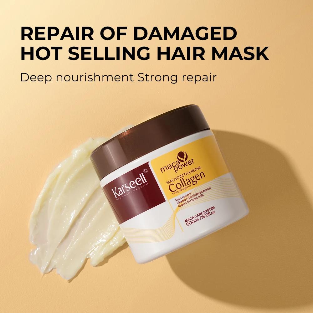 Karseell-Traitement capillaire au collagène, masque réparateur en profondeur, 500ml + sérum à l'huil