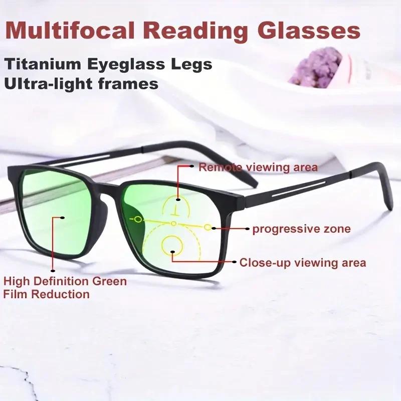 Lunettes de lecture multifocales progressives, monture en titane, unisexe, Anti-lumière bleue, presb