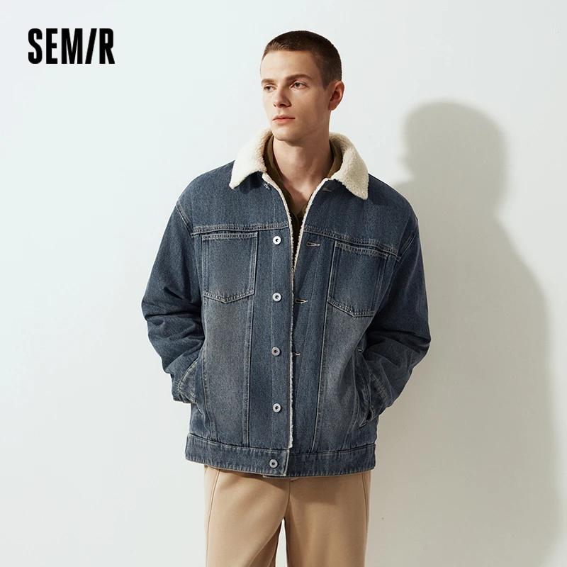 Semir Denim veste hommes hiver coton manteau 2025 nouvelle rue rétro en détresse fausse laine d'agne