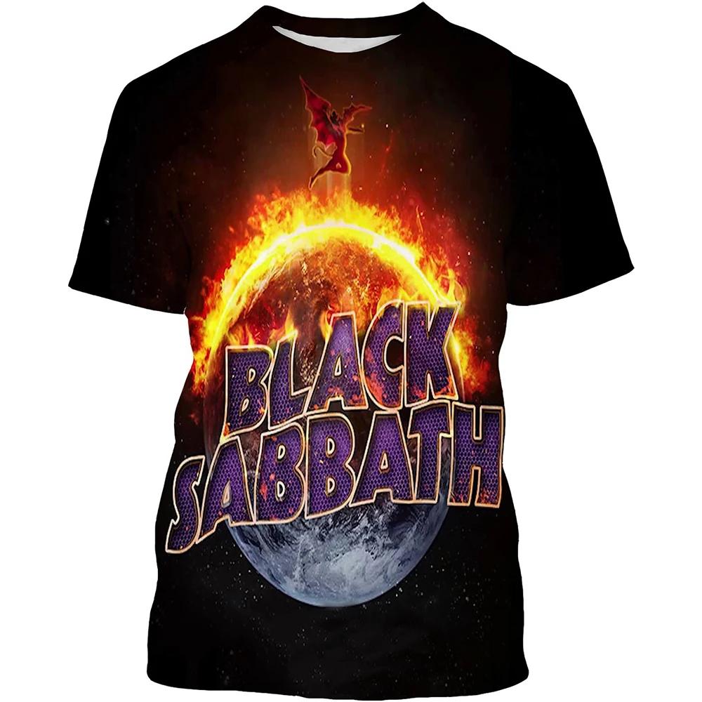 Été nouveau à la mode Black Sabbath hommes 3D imprimé T-shirt Hip Hop décontracté Cool à manches cou