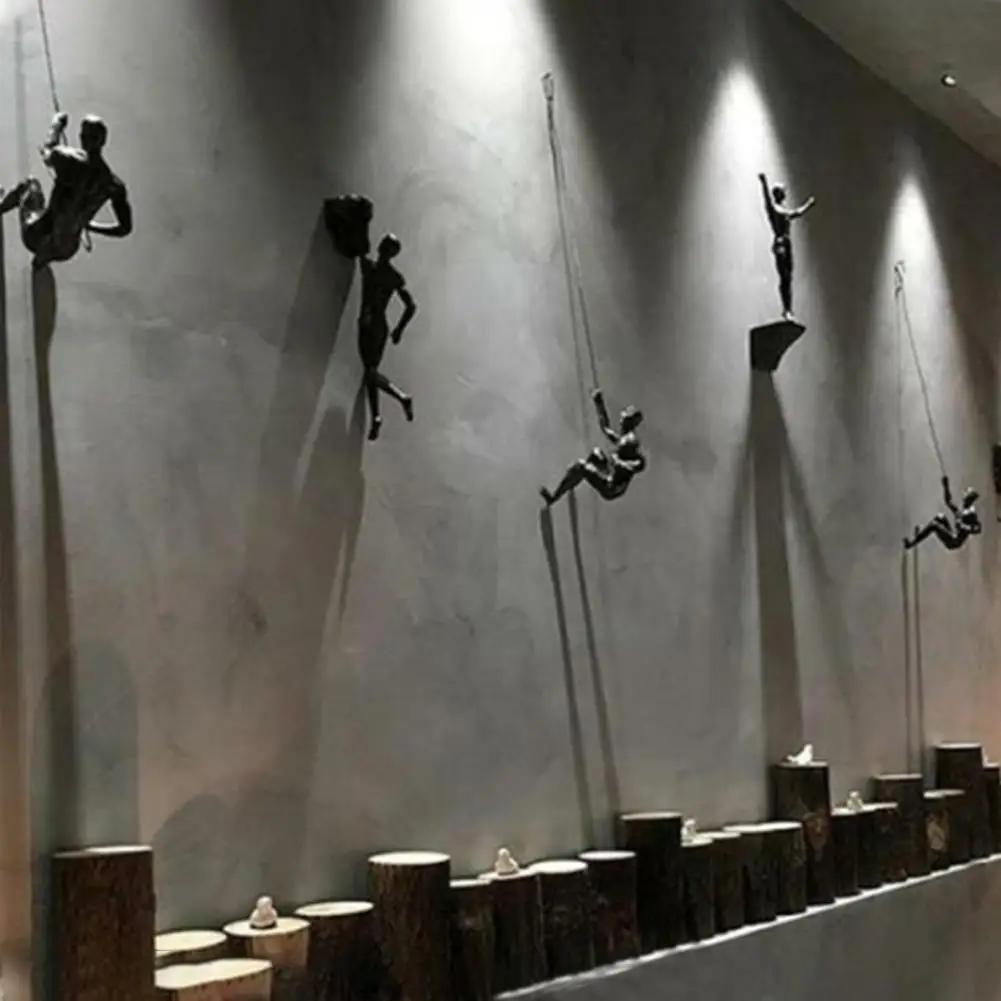 Athlète escalade homme résine fond tenture murale décoration Sculpture Statue chiffres créatif grimp