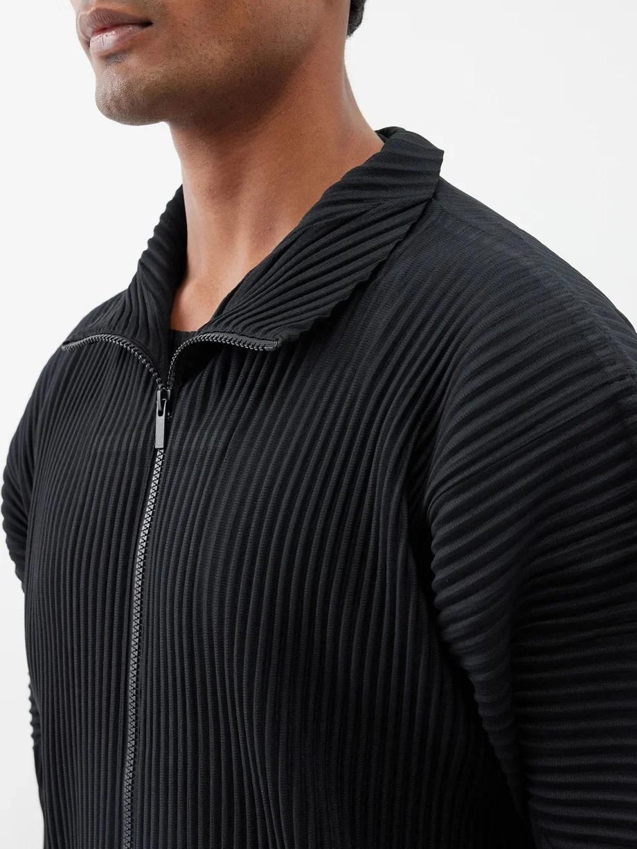 Miyake Plisse homme fermeture éclair plissée décontracté Cardigan rue mode manteau avant bidirection