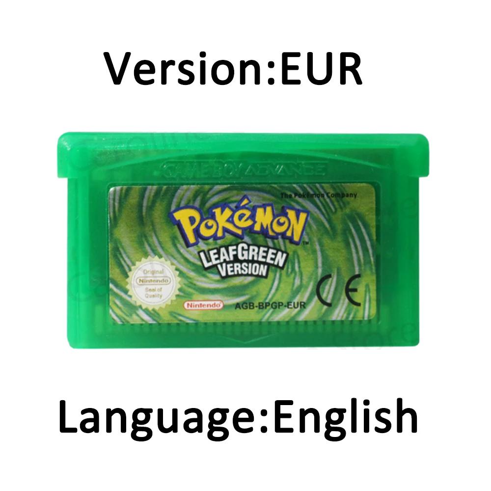 Cartouche de jeu vidéo 32 bits de la série Pokemon GBA, carte de console Pokemon Emerald FireRed Lea