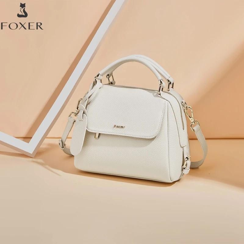 Sac à main femme FOXER 2026 en cuir de vachette, sac à bandoulière de luxe léger pour le quotidien e