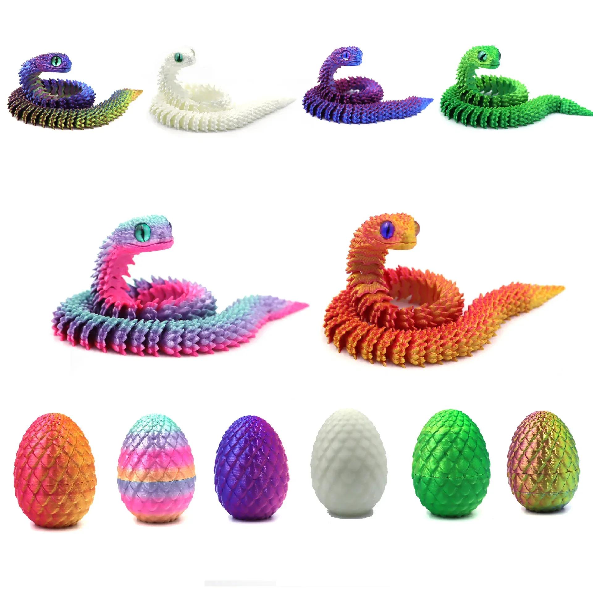 Figurine d'action imprimée en 3D, œuf de serpent, jouets créatifs anti-Stress, figurines d'anime à R