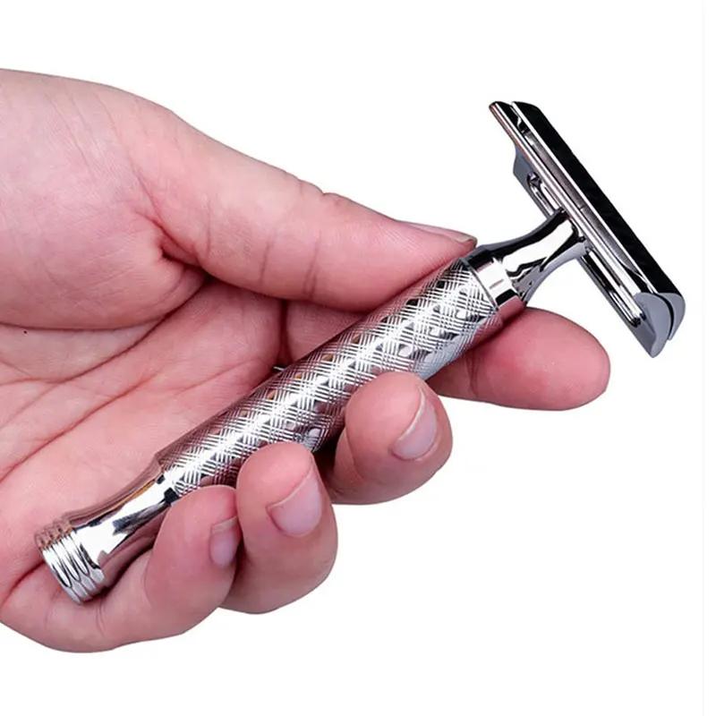 Rasoir manuel en acier inoxydable pour homme, rasoir de sécurité classique à double tranchant, CNC S