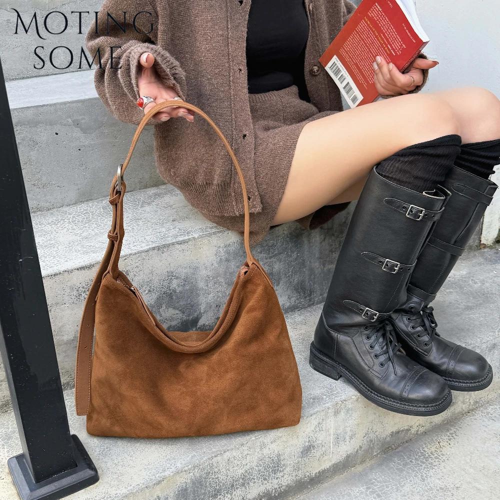Motingsome naturel doux daim femme sacs grande capacité sac à main grand sous les bras sac de messag