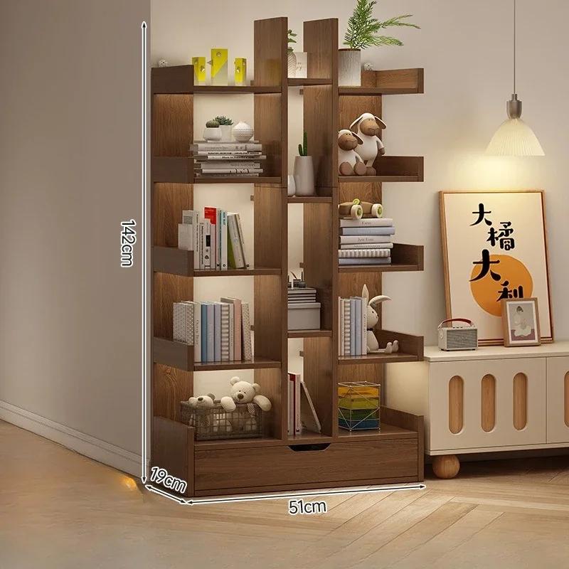 Bibliothèque de salon en bois massif, armoire de bureau Simple et moderne, étagère à livres multi-ni