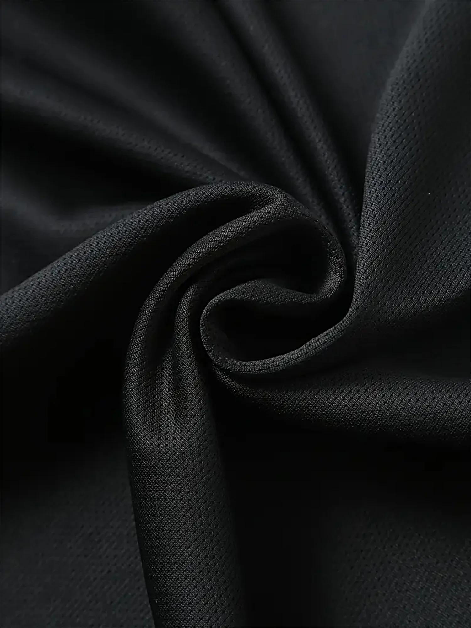 Gilet de sport noir pour hommes, 5 pièces, col rond respirant, tissu légèrement élastique, couleur P