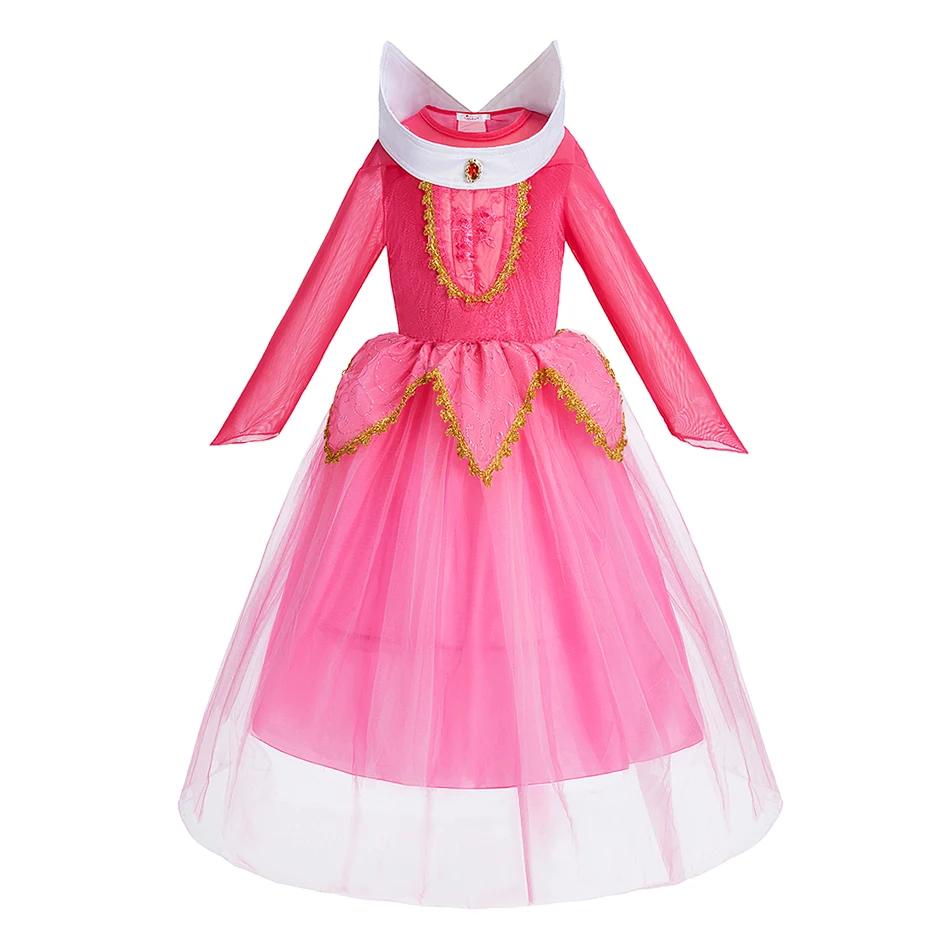 Robe carnaval bretelles petites filles Aurora princesse luxe - Été Noël vêtements éducatifs