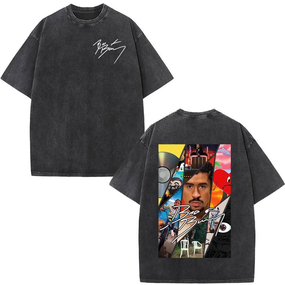 Rappeur Bad Bunny Album couverture impression T-shirt Debi Tirar Mas Fotos DTMF lavé Vintage T-shirt