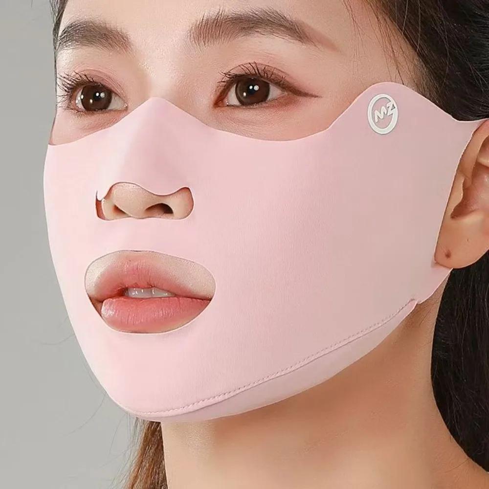 Nouveau masque respirant en soie glacée, masque de protection solaire Anti-poussière lavable, masque