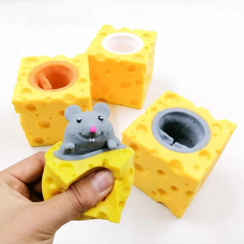 Bloc de souris et de fromage amusant Pop-Up, jouet Anti-stress à presser, figurines cachées et cherc