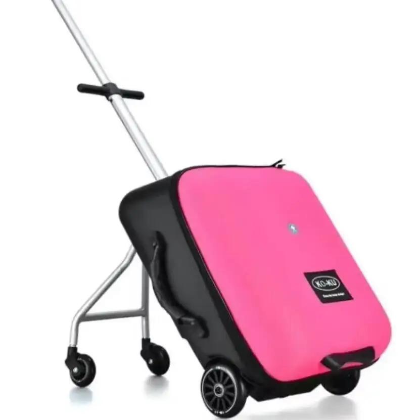 Formsio enfants Scooter valise paresseux continuer boîte à bagages roulante assis chariot sac pour b