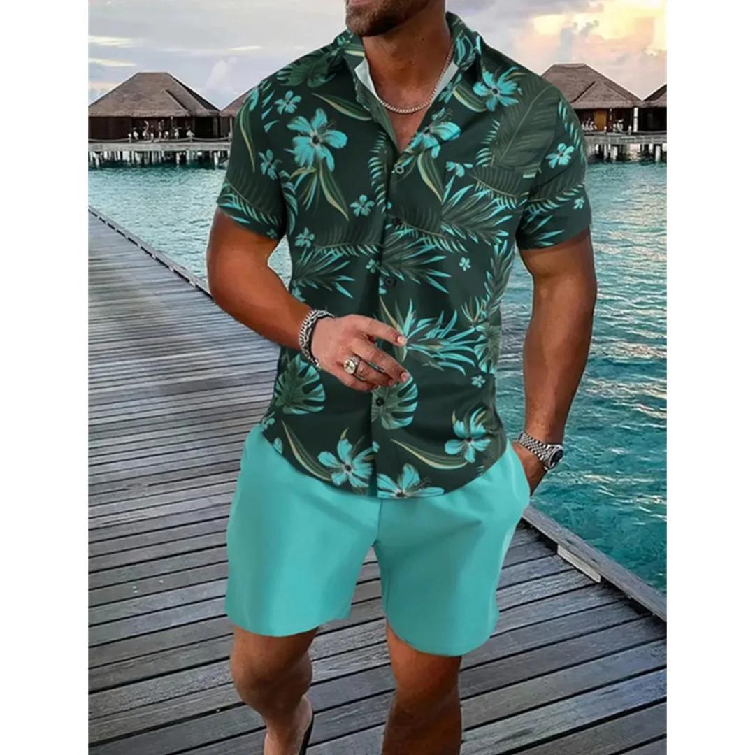 Polo hawaïen à fleurs d'été, chemise de plage unisexe à manches courtes, chemise florale d'été, cost