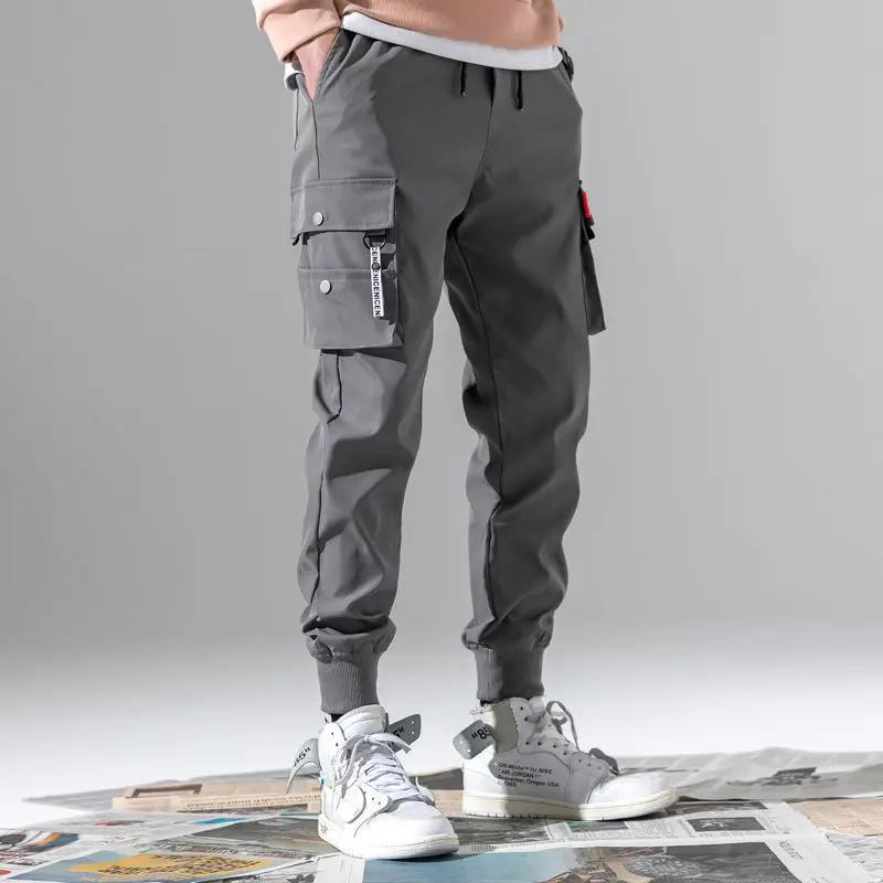 Pantalon Cargo tendance de couleur unie pour hommes, pantalon Cargo à poches multiples à rabat, pant