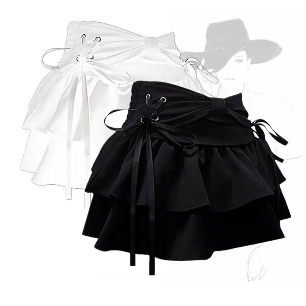 Mini jupe en jean gothique pour femmes, Streetwear américain, Vêtements sexy, Ligne A, Vintage, Noeu